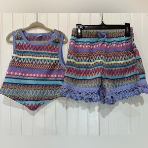 Colorful Knit Set - Shorts & Sleeveless Top